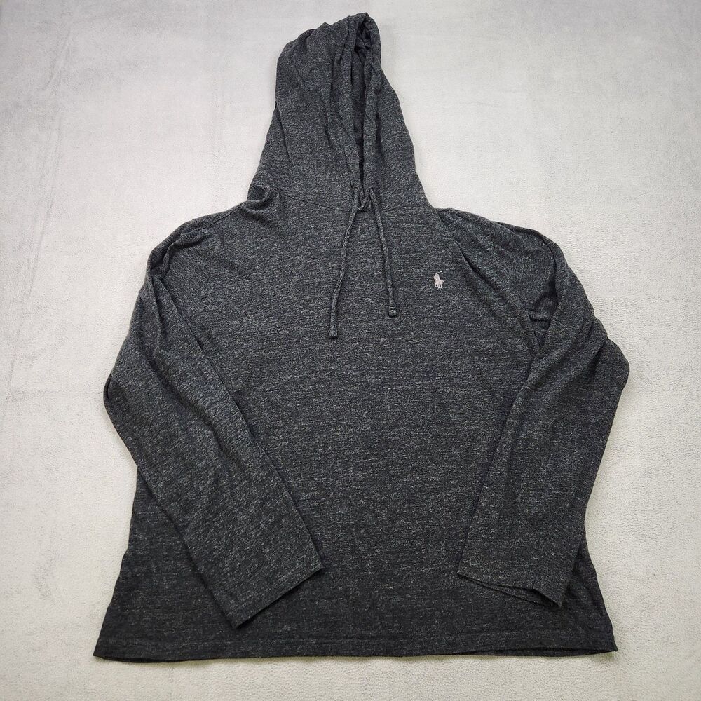 Polo Ralph Lauren Hoodie Men's L Dark Gray Long Sleeve Lightweight Stretch Pony